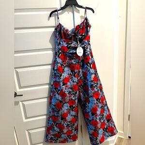 Autumn Adeigbo Marjorie Floral Brocade Jumpsuit Size 10 NWT Blue Multicolor